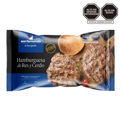 Hamburguesa de Res y Cerdo Top x 8 und