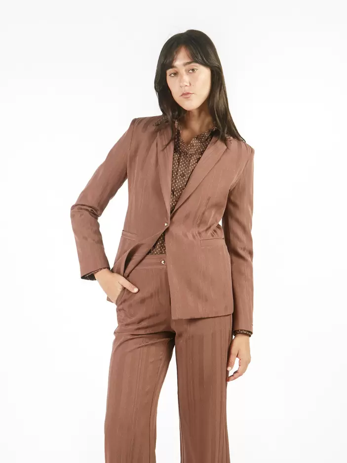 Saco con solapa a rayas