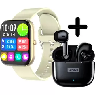 Combo Smartwatch Vidvie S1618 Dorado + Audifonos Inalámbricos Lp40 Pro Negro