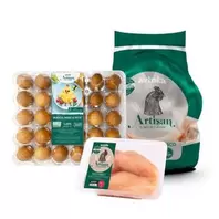 Pack Huevo petit Artisan Bandeja 30 unidades + Filete de pechuga Artisan Bandeja 450 g + Pollo entero Artisan Bolsa 1.9 a 2.1 kg