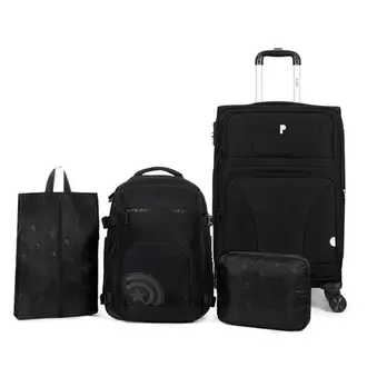 MALETA TELA VALVERDE 24" NEGRO + MOCHILA VIAJERA BISSEL AMERICA SHIELD