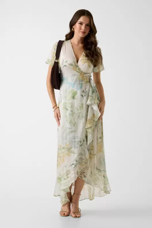 Vestido largo con estampado floral