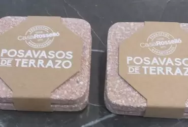 Posavasos Cuadrado de Terrazo Naranja Mandarín 2 unidades