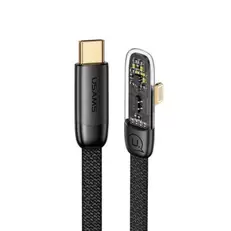 Cable Carga Rápida + Data Tipo C a Lightning 20w Tejido 1.2M Usams Iceflake - Negro
