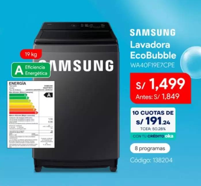 Samsung - Lavadora EcoBubble WA40F19E7CPE