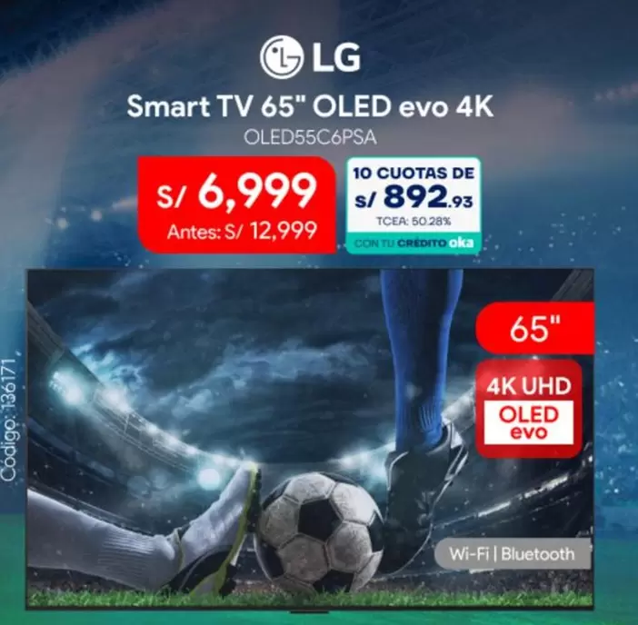 Lg - Smart TV 65" OLED evo 4K OLED55C6PSA