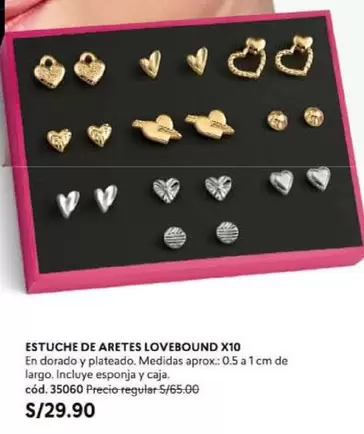 Dorado - ESTUCHE DE ARETES LOVEBOUND X10 (cód. 35060)