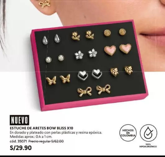 Dorado - Estuche de Aretes Bow Bliss X10