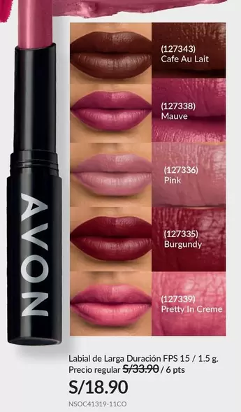 Avon - Labial de Larga Duración FPS 15
