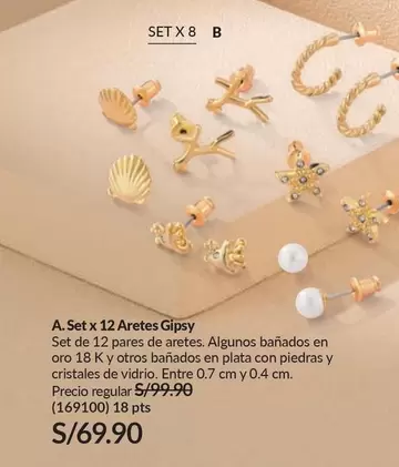 Oro - Set x 12 Aretes Gipsy
