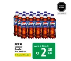 Pepsi - Gaseosa Regular Bot. x 600 ml.