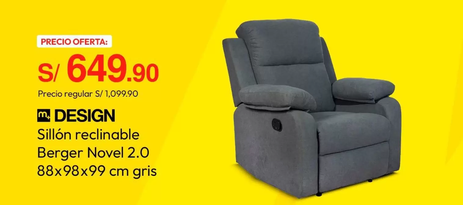 Sillón reclinable Berger Novel 2.0 88x98x99 cm gris
