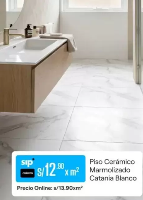 Piso Cerámico Marmolizado Catania Blanco