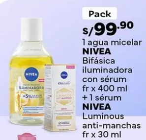 Nivea - Agua micelar Bifásica Illuminadora con sérum + sérum Luminous anti-manchas