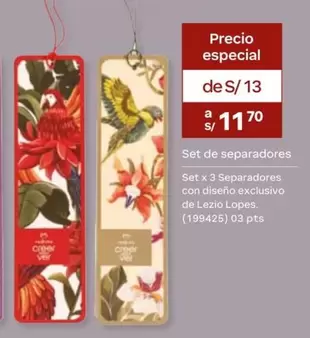 PTS - Set x 3 Separadores con dise00o exclusivo de Lezio Lopes. (199425)