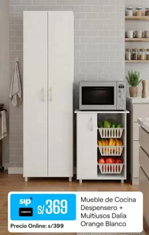 Orange - Mueble de Cocina Despensero Multiusos Dalia Blanco