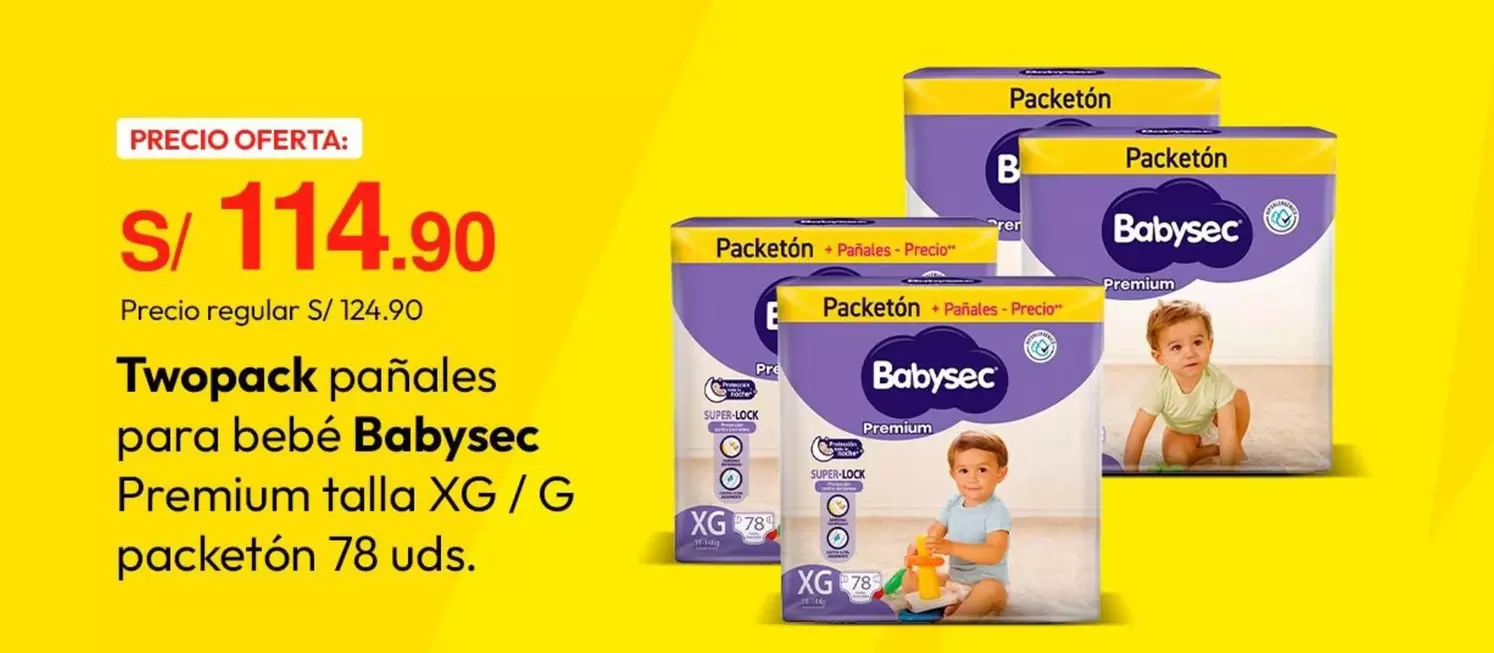 Babysec - Twopack pañales para bebé Premium talla XG / G packetón 78 uds.