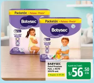Babysec - Pañal Premium Pqte. x XG78 / XG78 und.