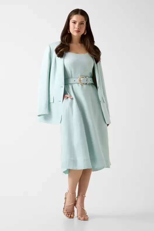 Vestido midi de mezcla de lino Marciano