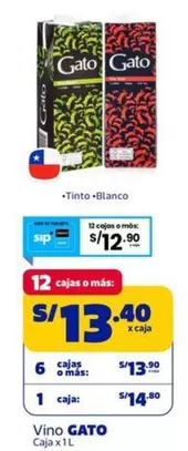 Gato - Vino Tinto o Blanco Caja x 1L
