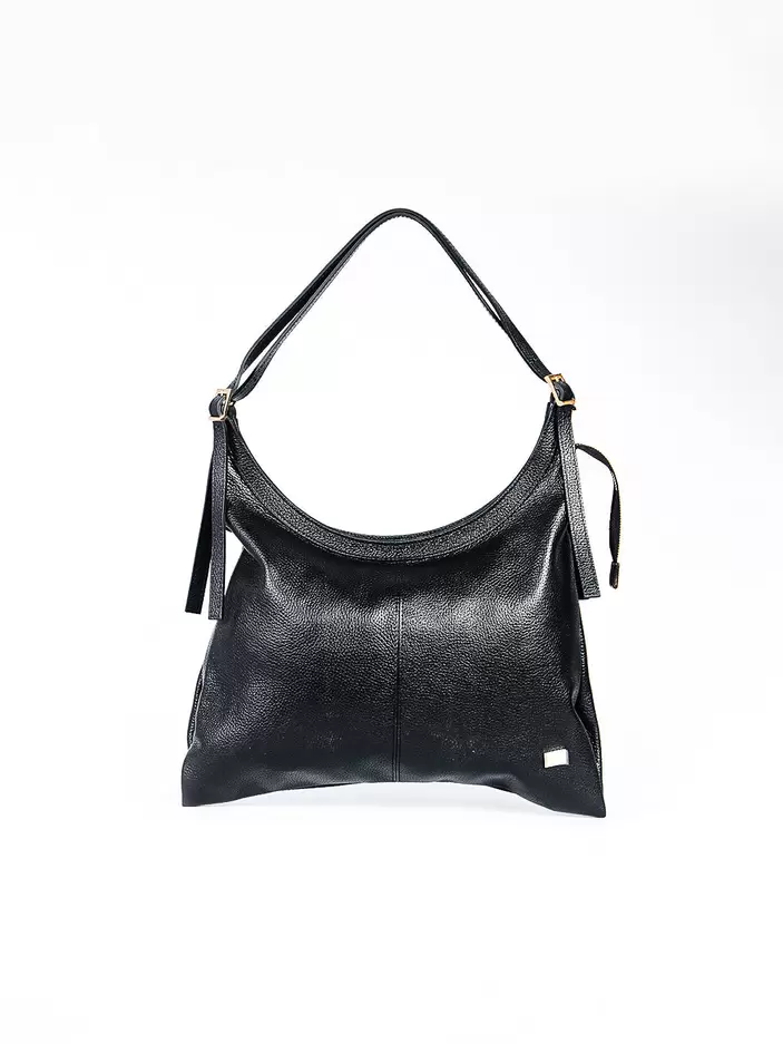 Cartera hobo amplia de cuero granulado