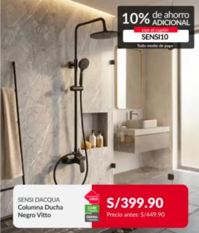 Dacqua - Columna Ducha Negro Vitto