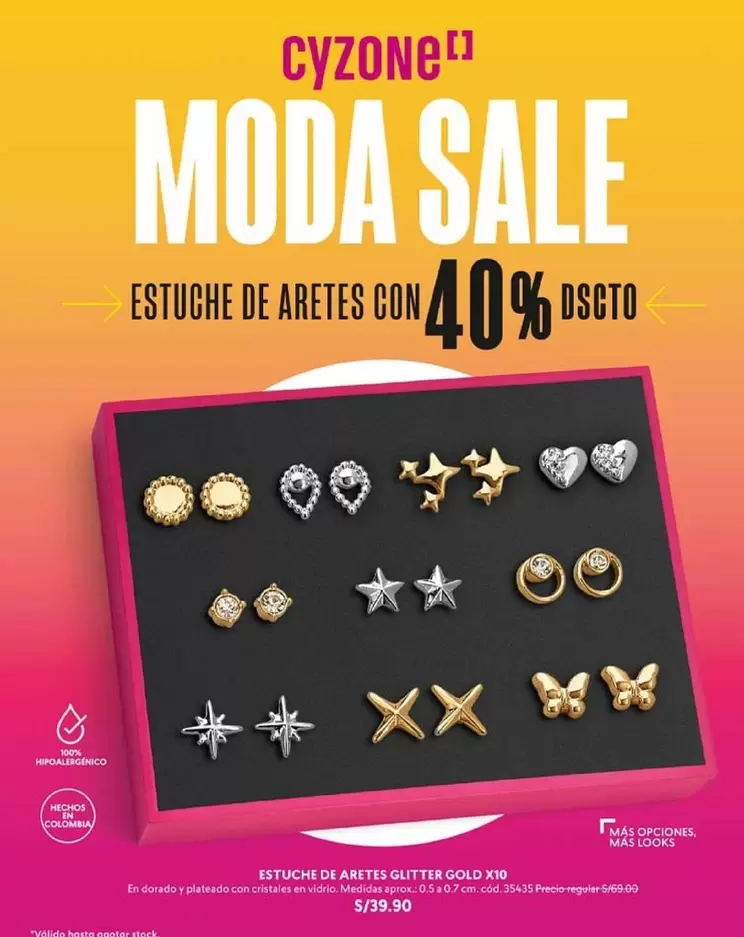 Dorado - ESTUCHE DE ARETES GLITTER GOLD K10