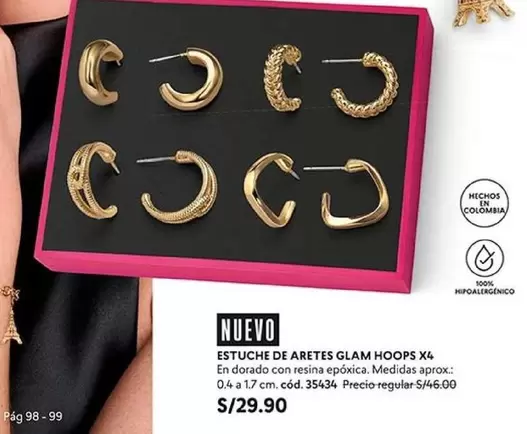 Dorado - ESTUCHE DE ARETES GLAM HOOPS X4