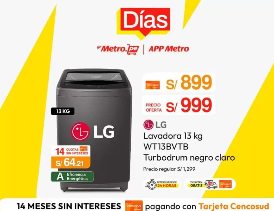 Lg - Lavadora 13 kg WT13BVB Turbodrum negro claro