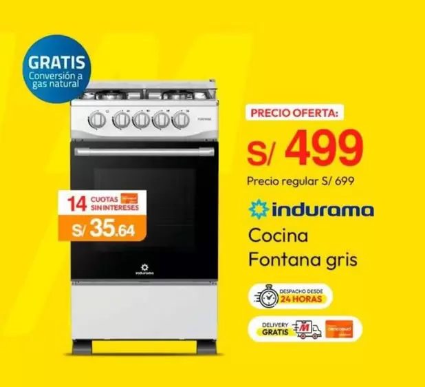 Indurama - Cocina Fontana gris