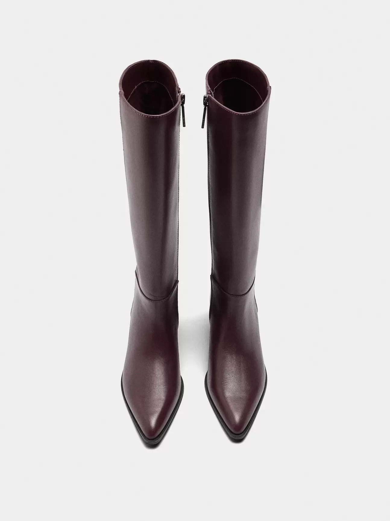 Botas De Cuero Tacón Ancho