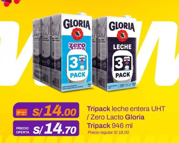 Gloria - Leche entera UHT / Zero Lacto