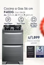 Electrolux - Cocina a Gas 56 cm F4EDG Cód. 138478