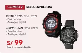 COMBO 2 RELOJES PULSERA RPMC-102R / Cód. 126971 + RPMC-74N / Cód. 118776