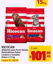Ricocan - Alimento para Perro Adulto Multisałores/Sabor Cordero y Cereales Bolsa