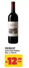 Merkat - Vino Tinto Malbec Bot. x 750 ml.