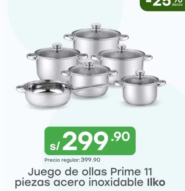 Ilko - Juego de ollas Prime 11 piezas acero inoxidable