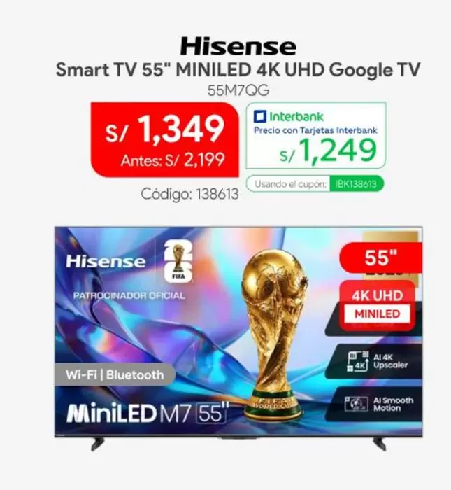 Hisense - Smart TV 55" MINILE D 4K UHD Google TV 55M7QG