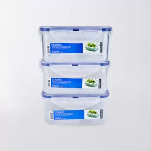 Pack x3 Rectangular 600ml
