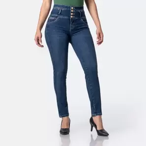 Pantalon Jean High Stch Yakeline Semi Pitillo