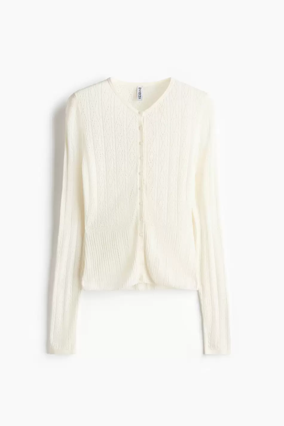 Cardigan tejido en punto pointelle
