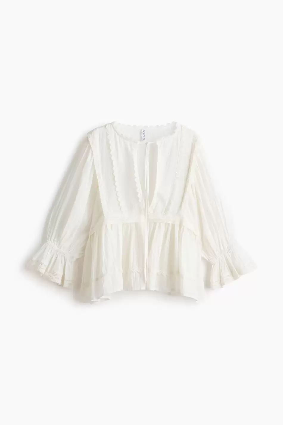 Blusa de algodón con ribete de encaje