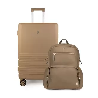 MALETA MARBELLA 28" BEIGE + MOCHILA LETIZIA BEIGE