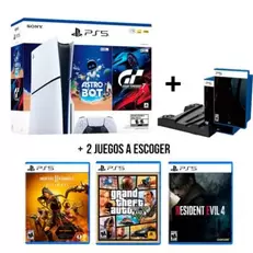 PlayStation 5 Slim Disco + Astro Bot + Gran Turismo 7 + 2 Juegos + Soporte Cooling Stand