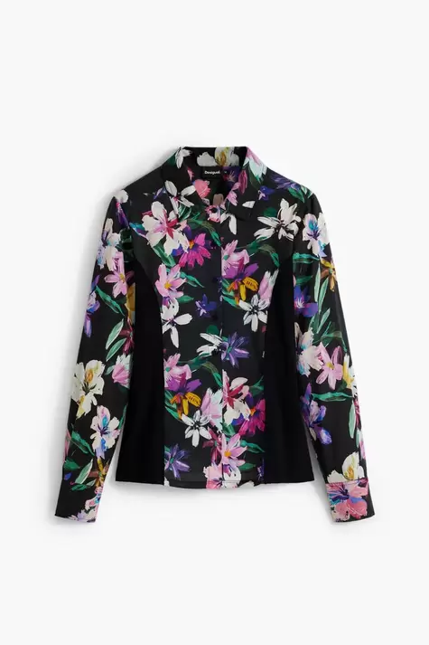 Camisa flores silueta combinada