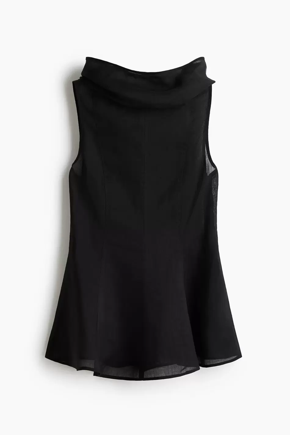 Top en mezcla de ramio con peplum