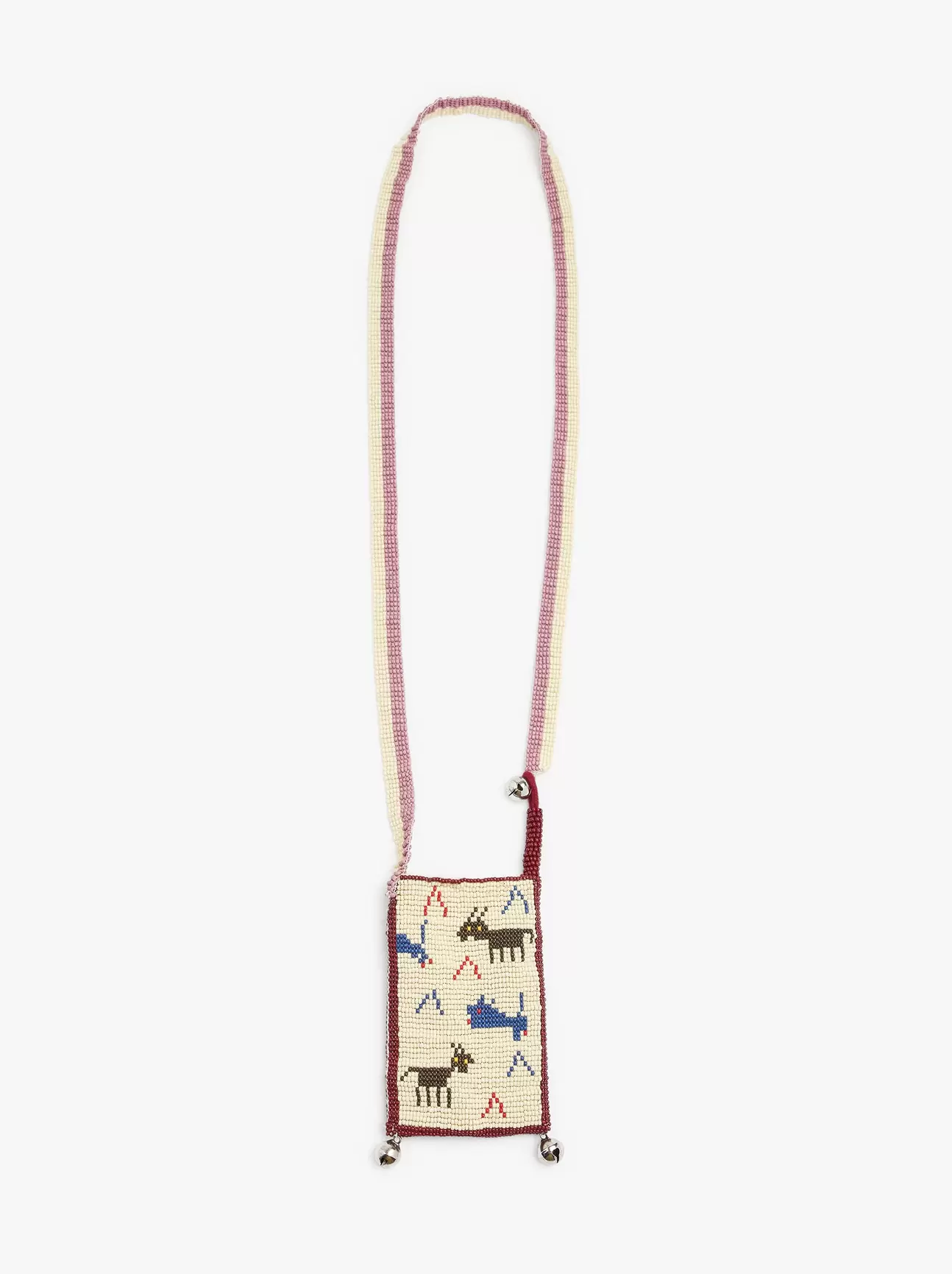 Collar Con Bolsillo De Abalorios Y Cascabeles