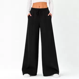 Pantalón Palazzo Con Linea Pierna Ancha Mujer