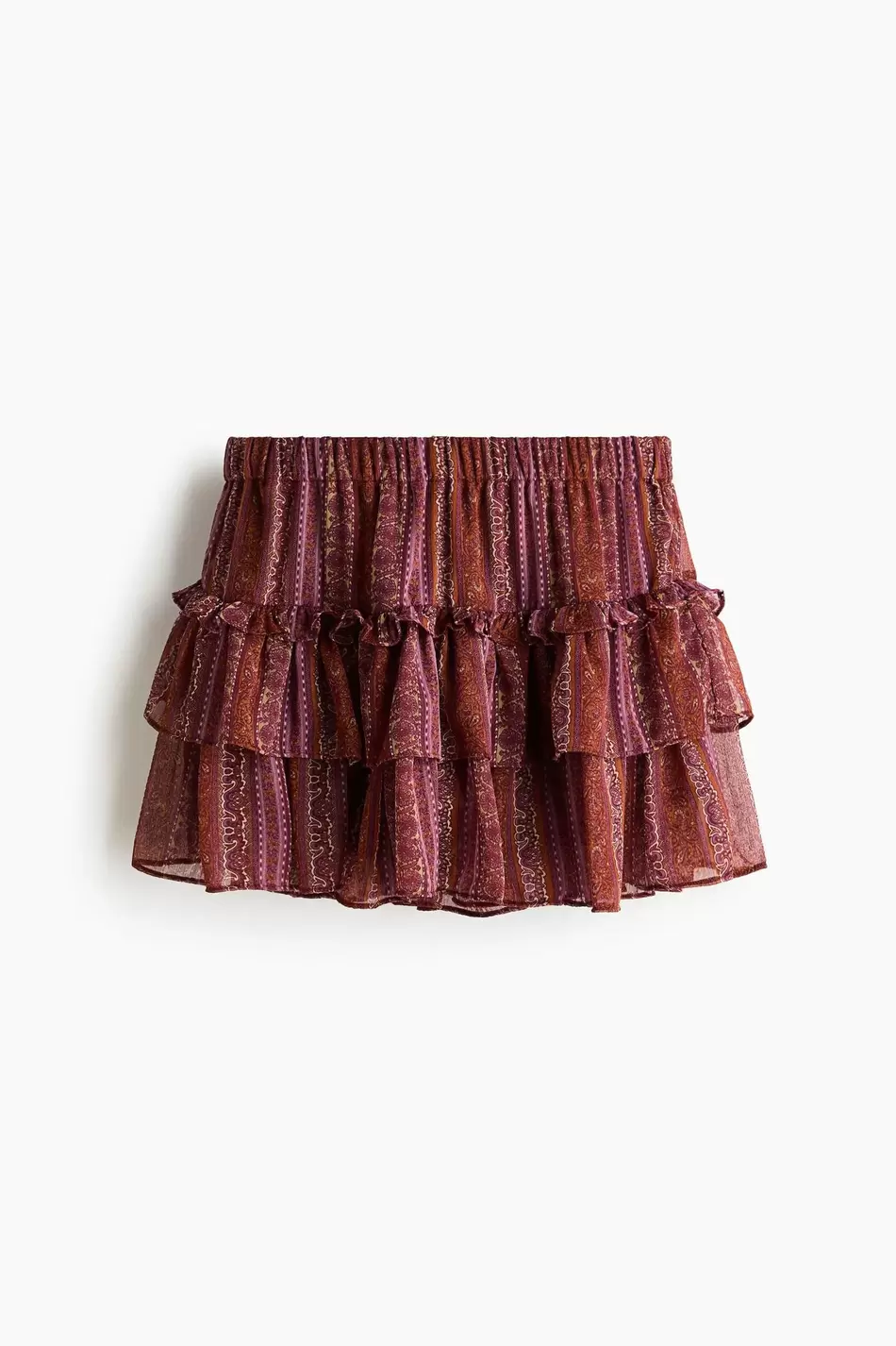Minifalda pantalón de gasa con volantes