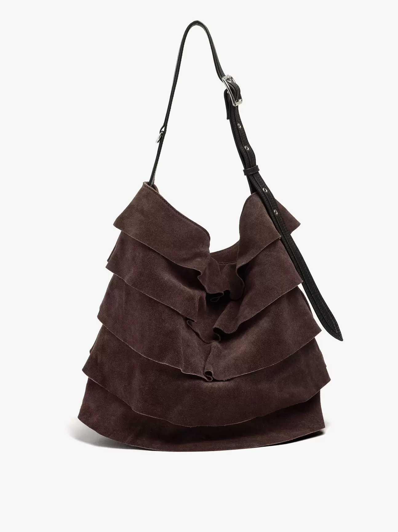 Cartera Shopper De Cuero Con Volantes